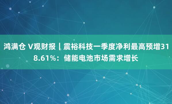 鸿满仓 V观财报｜震裕科技一季度净利最高预增318.61%：储能电池市场需求增长